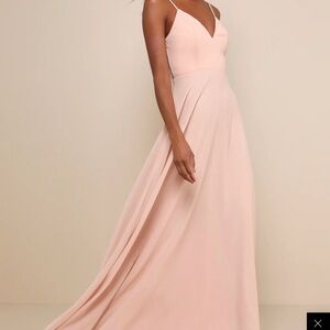 Romantic Ways Blush Pink Lace Button Back Maxi Dress